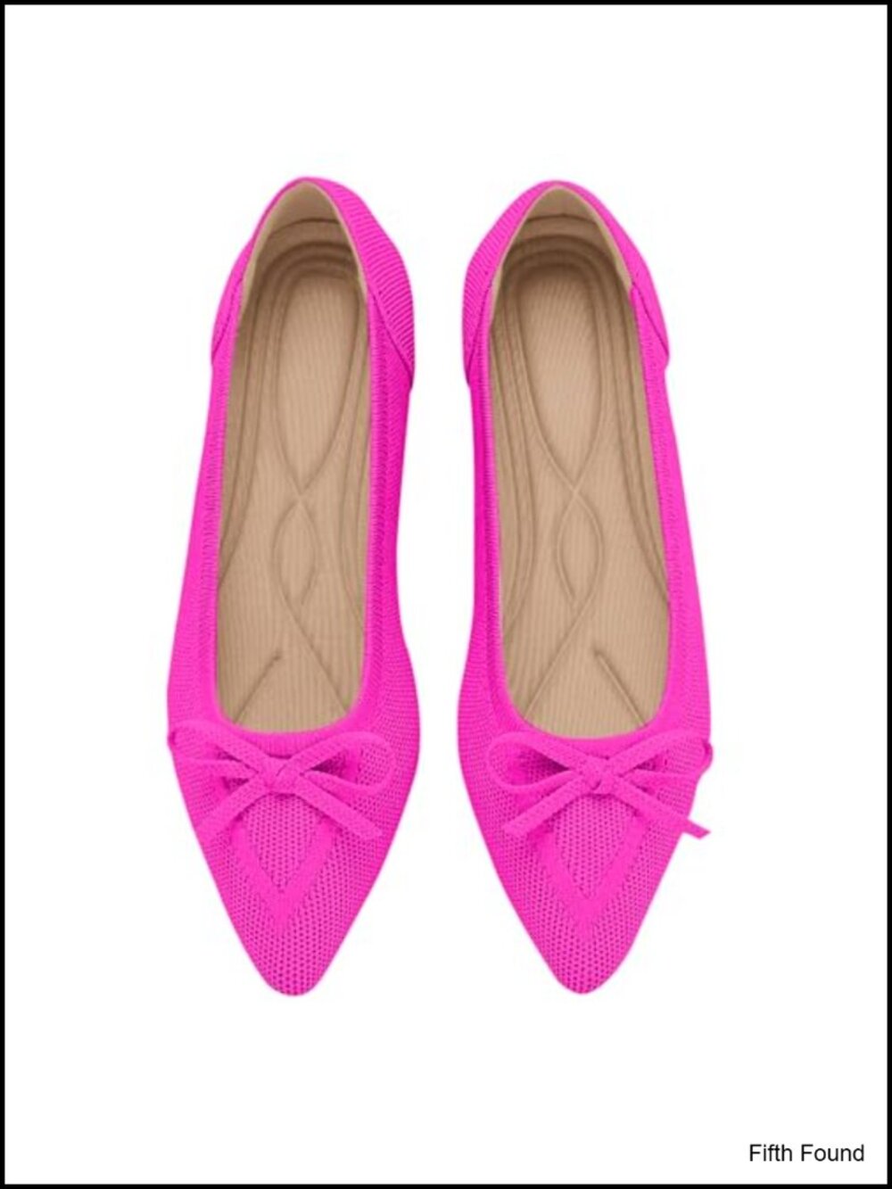 Pointed Toe Bow Knit Ballet Flats Comfortable Slip On Dressy Shoes